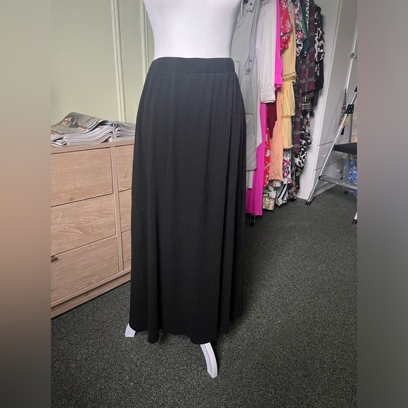 Black Ribbed Maxi Midi Modest Column Slinky Stretch Basic Lightweight Skirt M-L - Picture 5 of 14